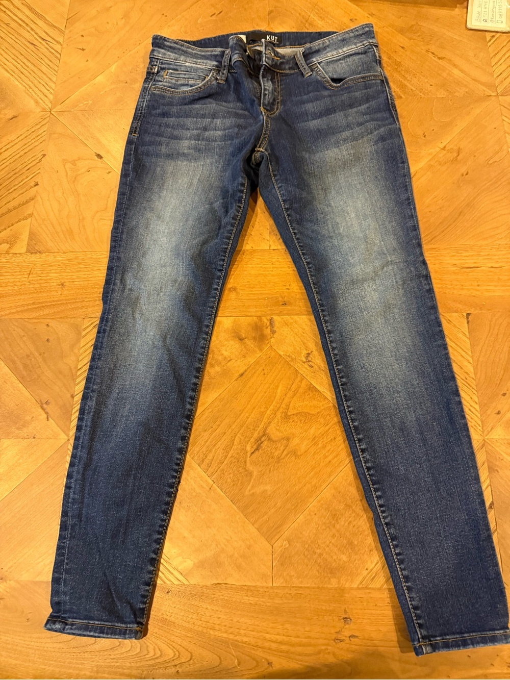 Kut from the Kloth Faded Denim Skinny Jeans - Medium Blue Wash